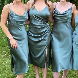 Revelry Skye Midi Satin Dress in Rosemary